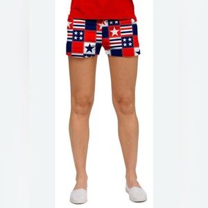 Loudmouth women’s golf Betsy Ross mini shorts size 2